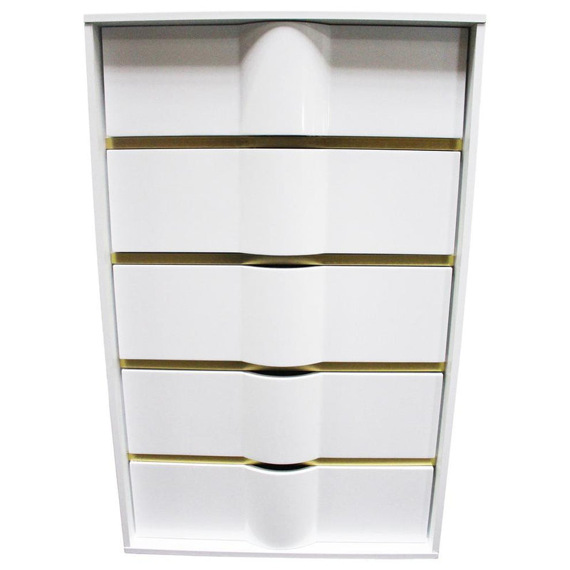 Best Master Havana 5-Drawer Poplar Wood Bedroom Chest in White/Gold Trim