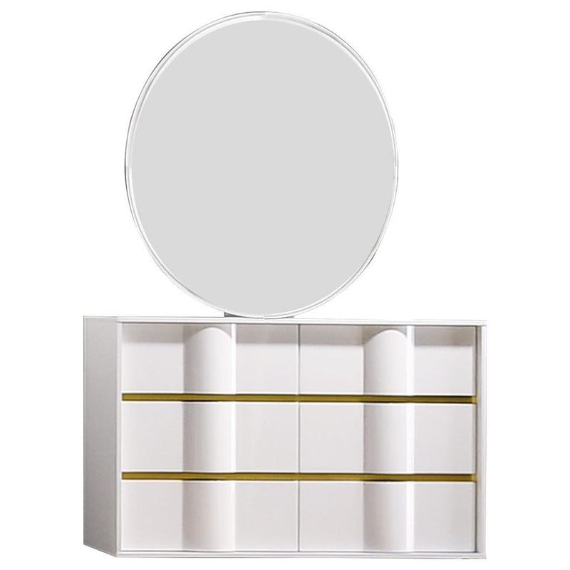 Best Master Havana 2-Piece Poplar Wood Dresser and Mirror Set in White/Gold Trim