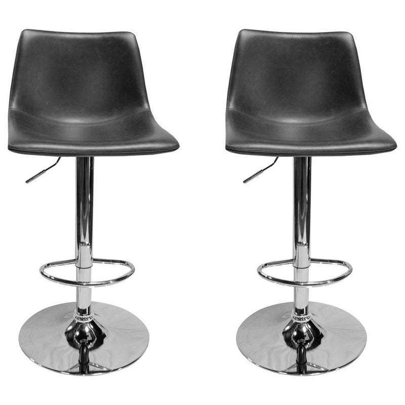 Best Master Jimmy Dean Faux Leather Adjustable Swivel Bar Stool Gray (Set of 2)