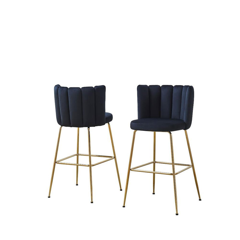 Omid Velour Bar Chair Black, Gold Leg (Set of 2)