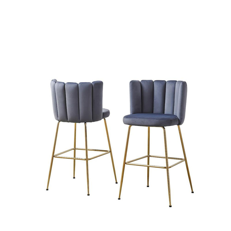 Omid Velour Bar Chair Grey, Gold Leg (Set of 2)