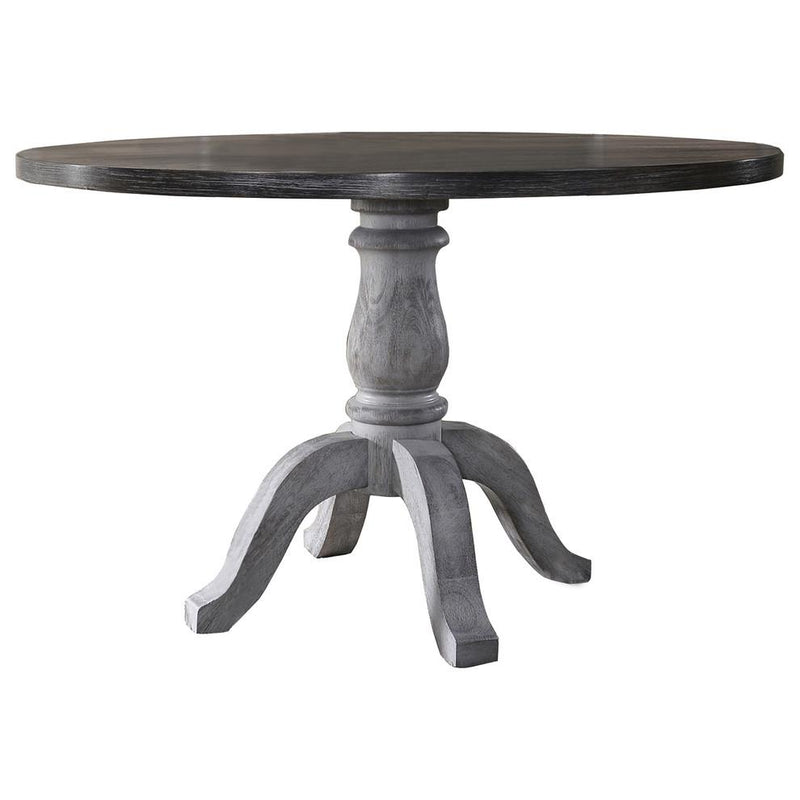 Best Master Farmhouse Style Wood Round Dining Table in Weathered Gray