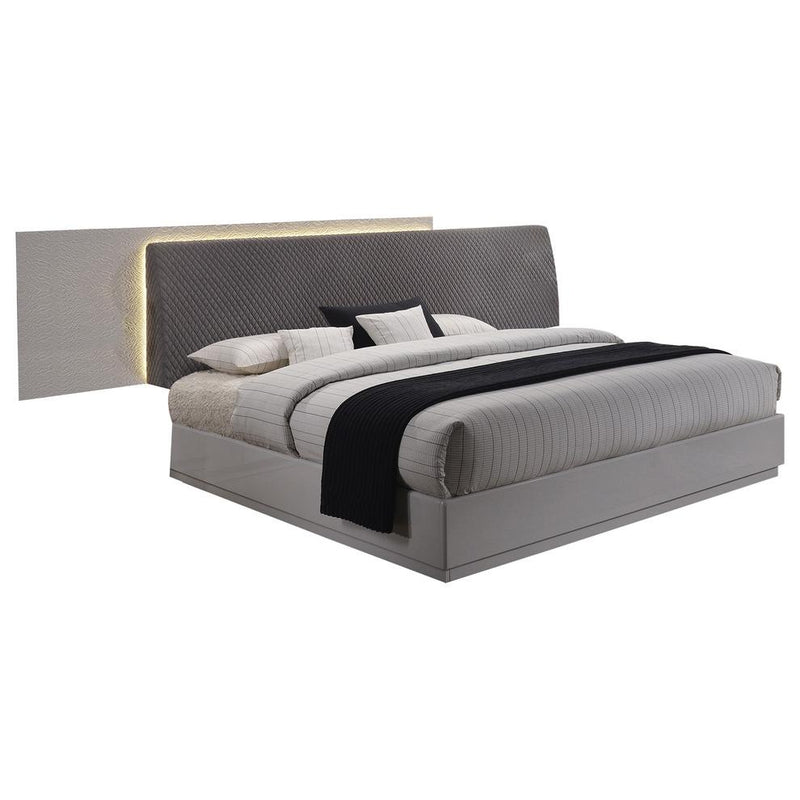 Best Master Naple Poplar Wood Cal King Platform Bed in Gray/Silver Line