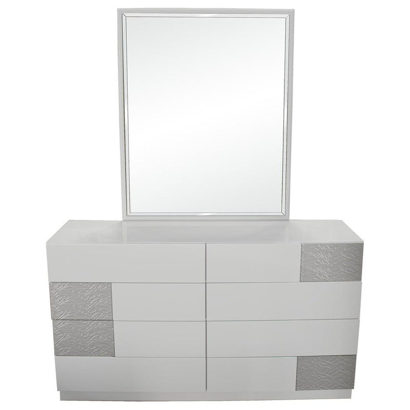 Best Master Naple 2-Piece Poplar Wood Dresser and Mirror Set in Gray/Silver Line