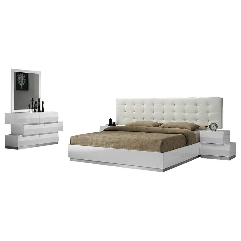 Best Master Spain 5-Piece Engineered Wood Cal King Bedroom Set in White Gloss