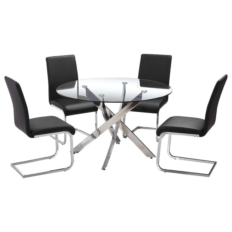 Best Master Alison 5-Piece Modern Glass Top Dinette Set in Black