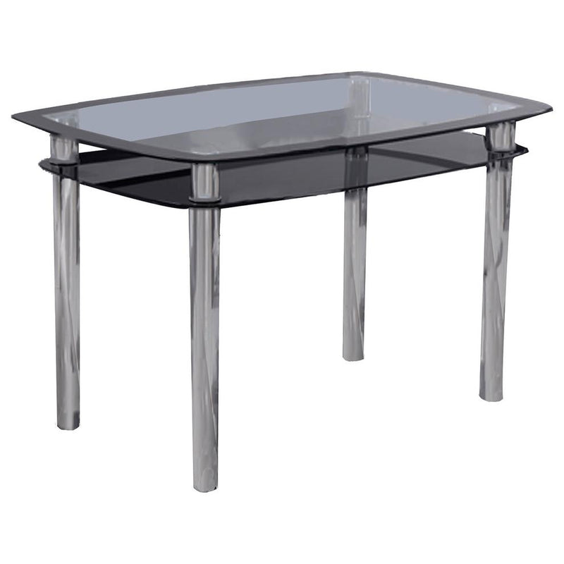 Best Master Bailee Contemporary Glass & Stainless Steel Dining Table in Chrome