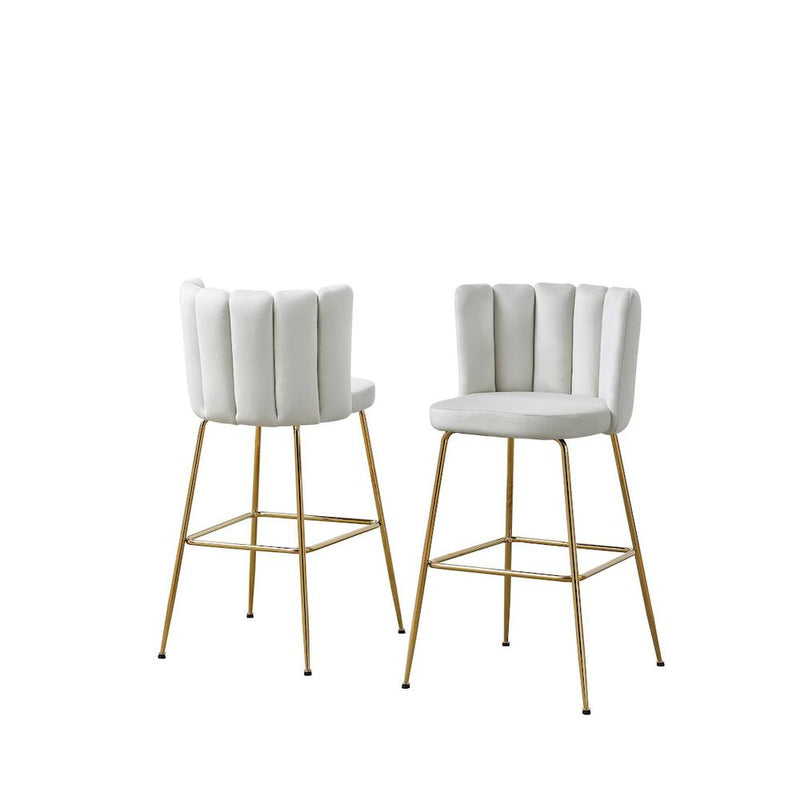 Omid Velour Bar Chair Cream, Gold Leg (Set of 2)