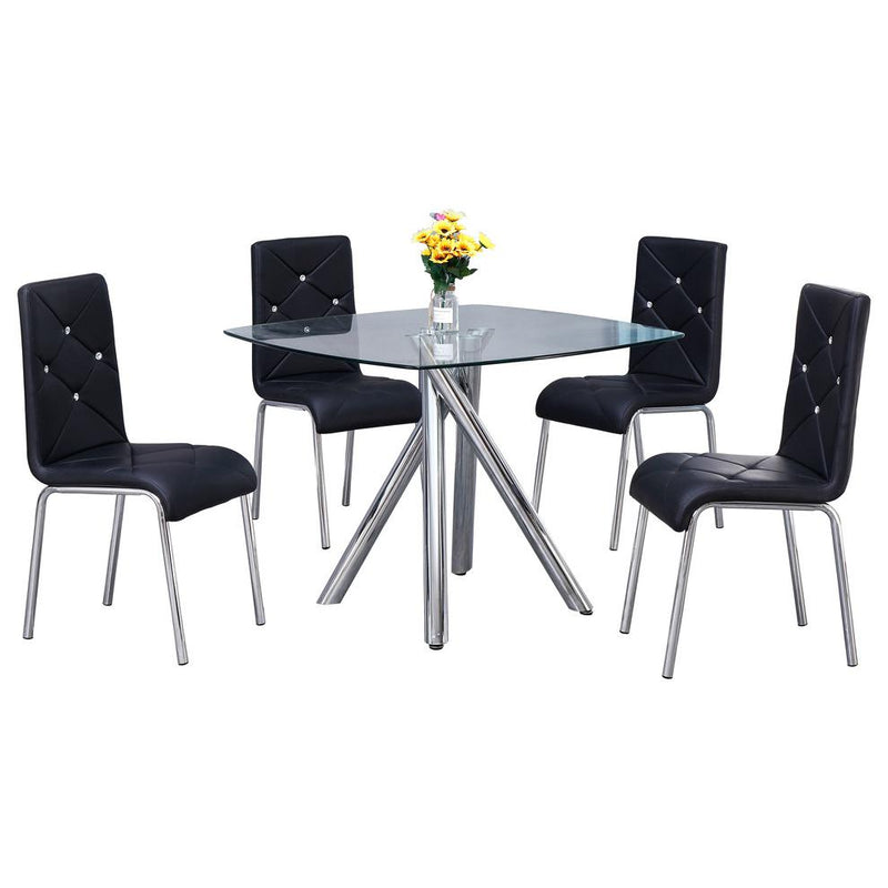 Best Master Contemporary 5-Piece Dinette Set With Faux Leather Chair in Black