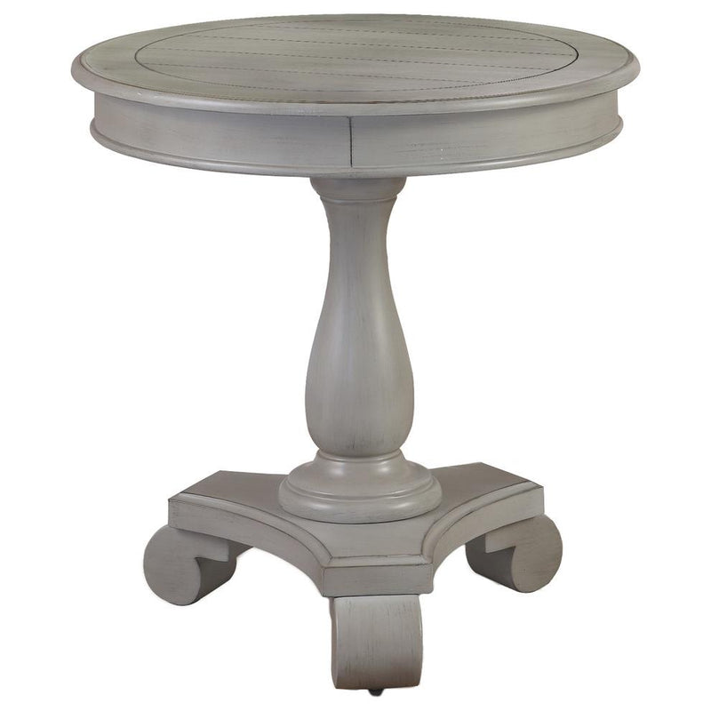 Best Master Furniture Engineered Wood Round End Table in Antique Gray