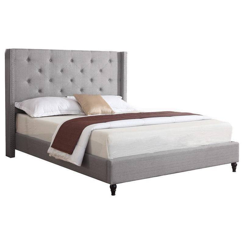 Best Master Valentina Fabric Upholstered Wingback Cal King Platform Bed - Gray