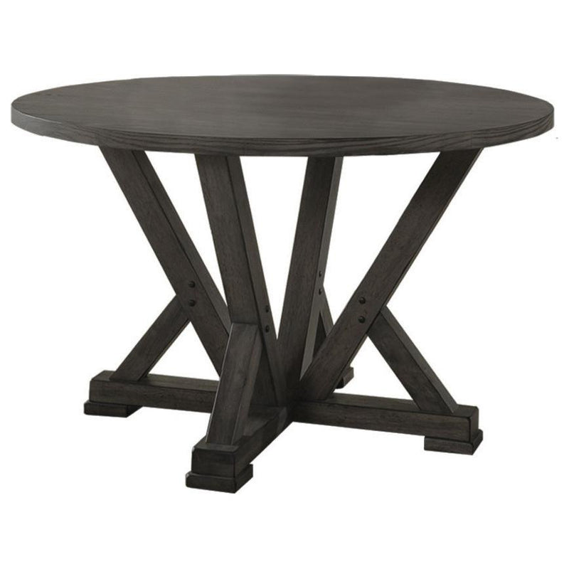 Best Master Solid Wood Round Dining Table in Antique Rustic Gray