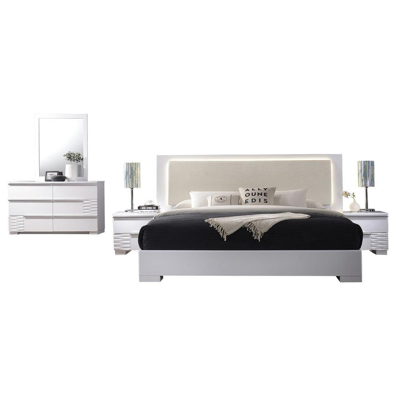 Best Master Athens 5-Piece California King Platform Bedroom Set in White Lacquer