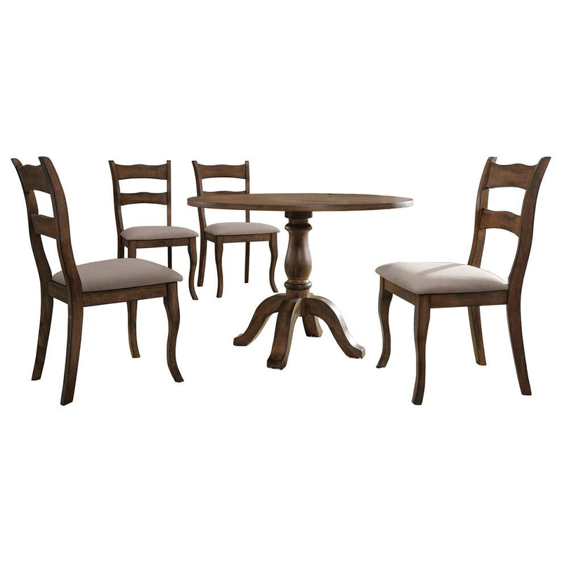 Alice 5-Piece Transitional Round Dinette Set, Brown