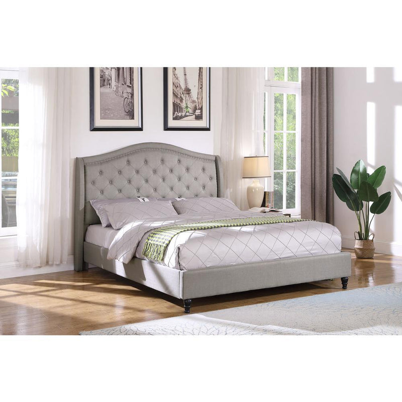 Best Master Myrick Fabric Upholstered Tufted Queen Platform Bed in Gray