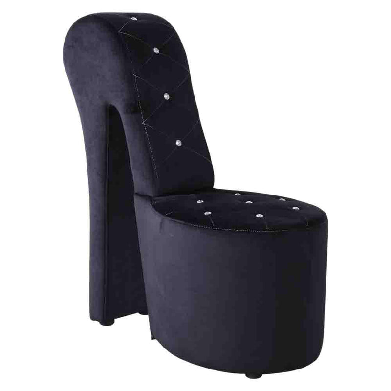 Best Master Furniture Tristram 19" Velvet High Heel Shoe Chair in Black