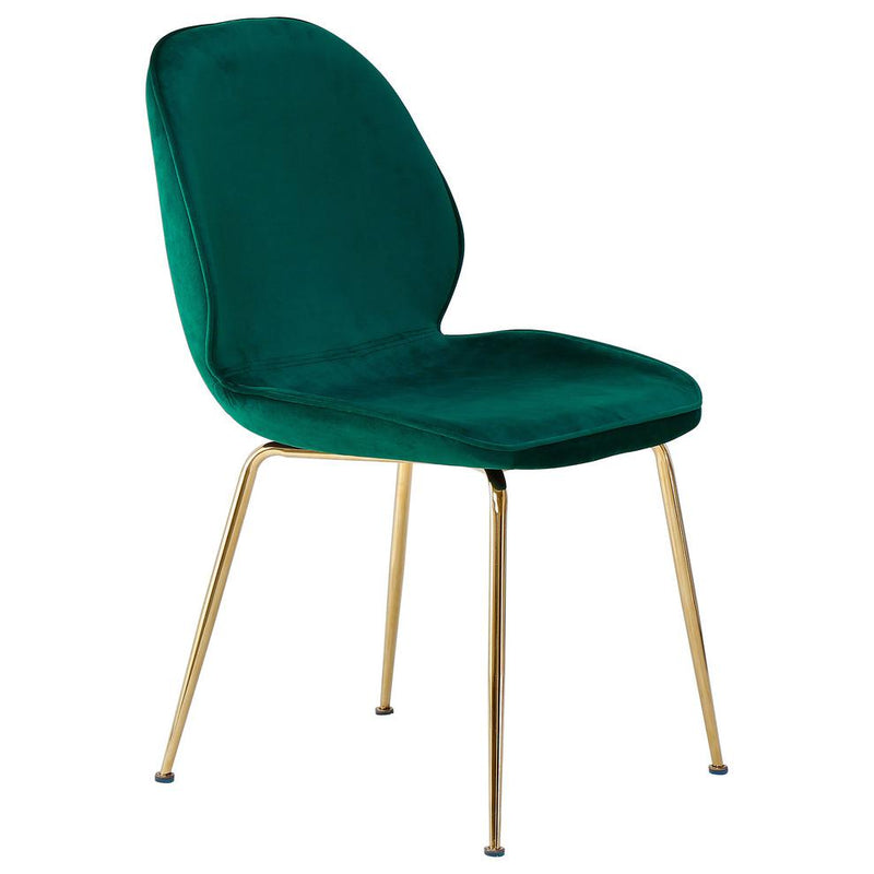 Best Master Mid-Century Velvet Upholstered Dining Side Chair in Green (Set of 2)