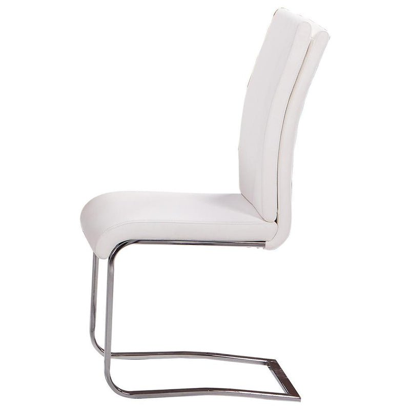 Best Master Modern Faux Leather Dining Side Chair in White/Chrome (Set of 2)