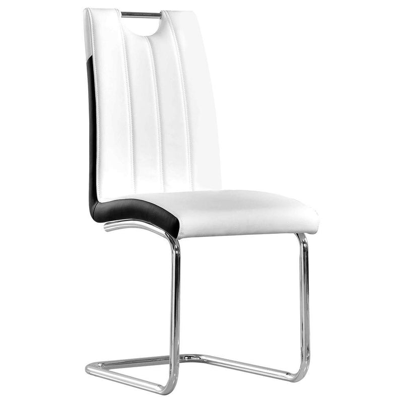 Best Master Bono Faux Leather Modern Dining Side Chair in White/Black (Set of 2)