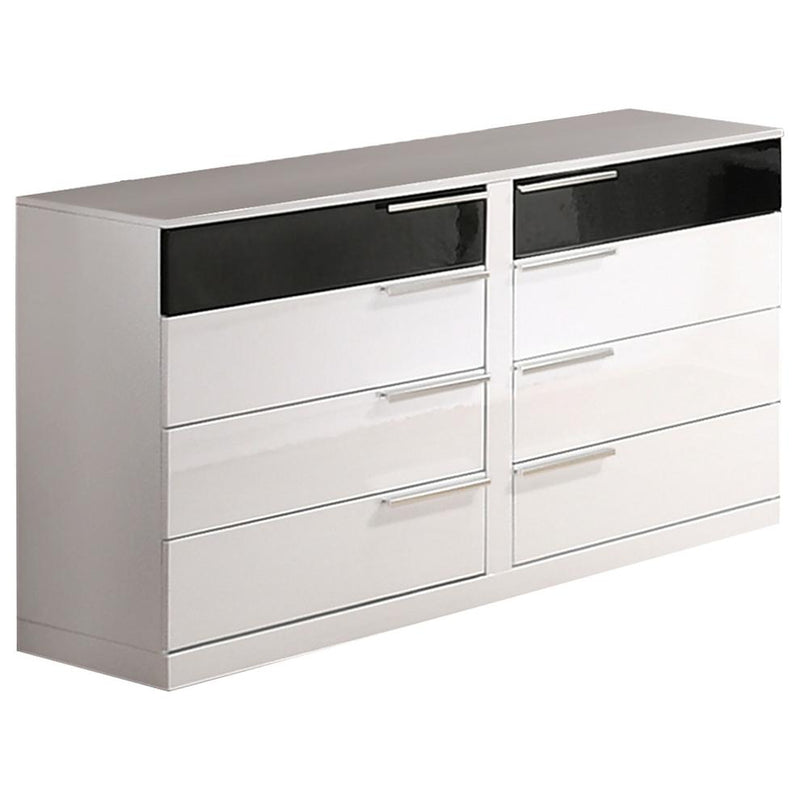 Best Master Bahamas 8-Drawer Poplar Wood Bedroom Dresser in Black/White