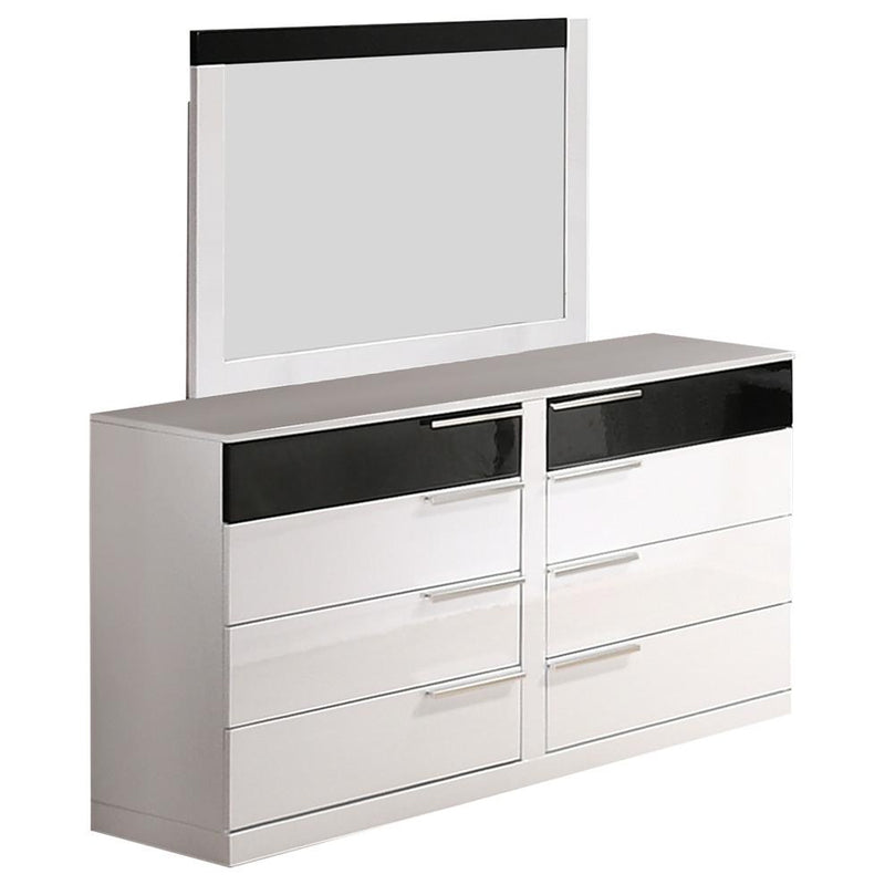 Bahamas Black/ White 8 Drawer Dresser & Mirror