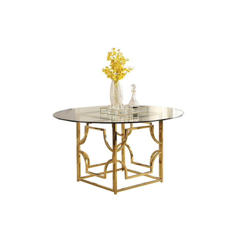 Best Master Furniture Kina 60" Modern Tempered Glass Dining Table in Gold