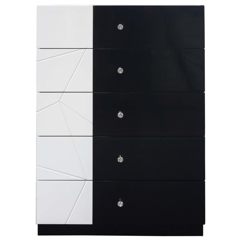 Best Master 5-Drawer Poplar Wood Bedroom Chest in White/Black