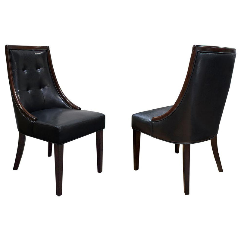 Best Master Raphael Faux Leather Dining Side Chair in Black/Espresso (Set of 2)