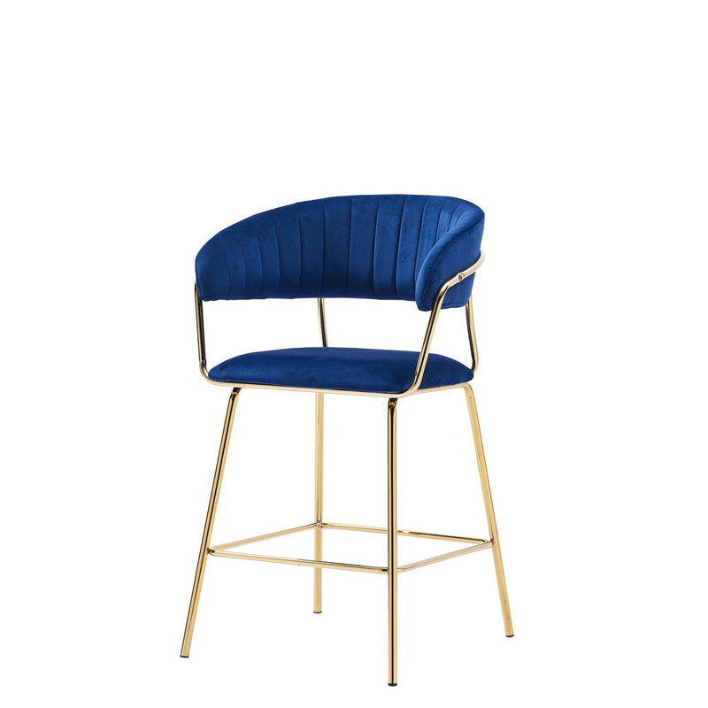 Best Master Furniture Bellai 24" Velvet Counter Stool in Blue (Set of 2)