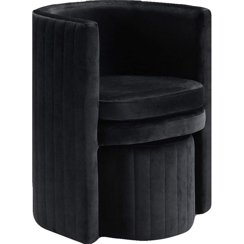 Best Master Seager Black Velvet Round Arm Chair with Ottoman