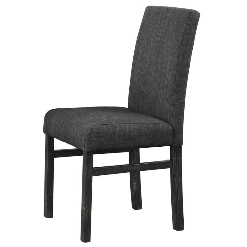 Vitaliya Black Charcoal Linen Side Chairs, Set of 2