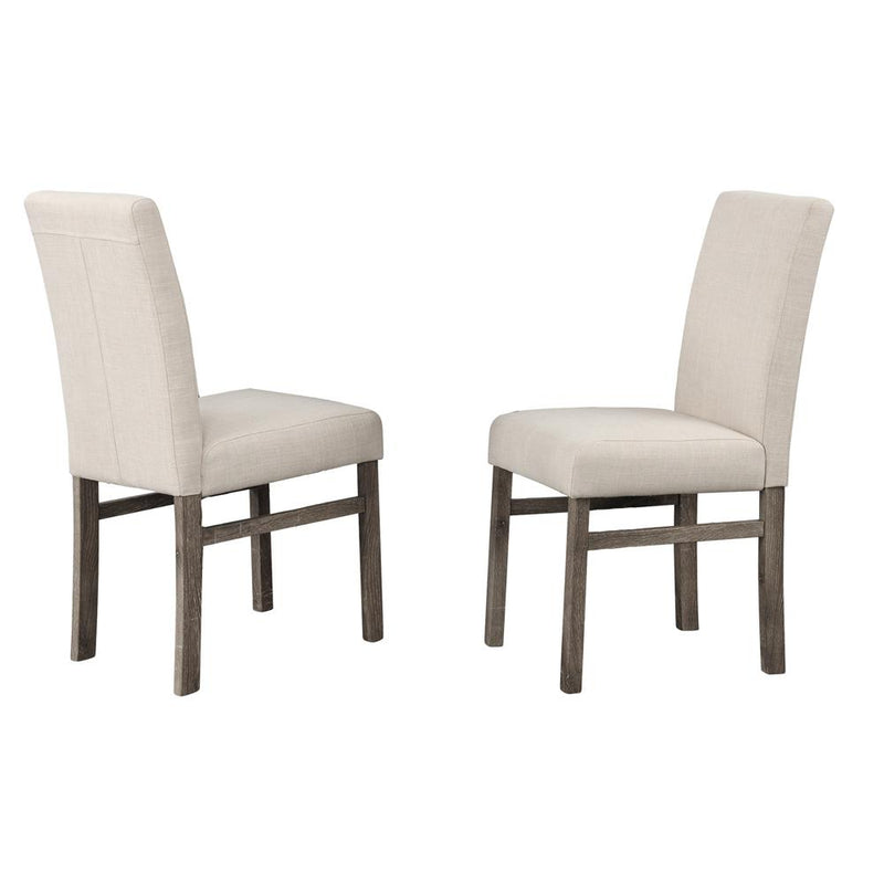 Vitaliya Antique Natural Oak Linen Side Chairs, Set of 2