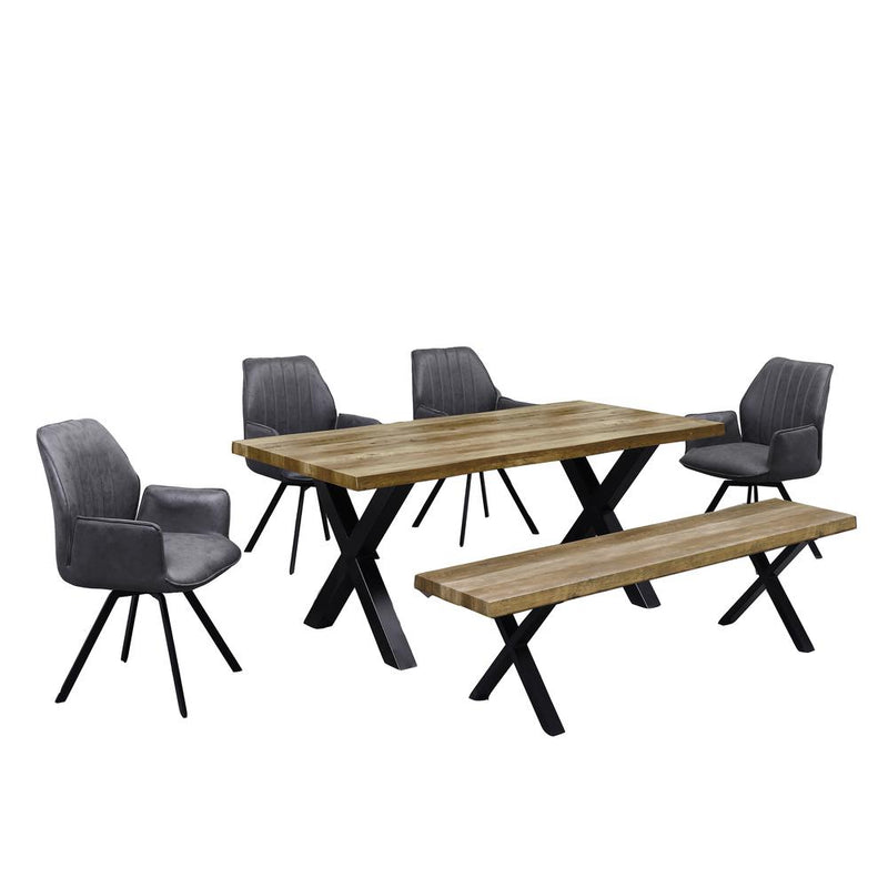 Best Master Furniture Chidimma 6 Piece Rectangular Wood Dining Set in Gray