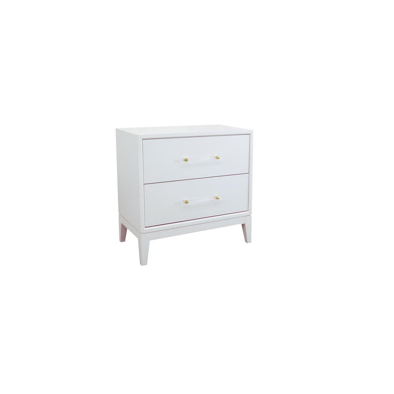 Best Master Furniture Orbis 28" Modern Wood Nightstand in White Lacquer