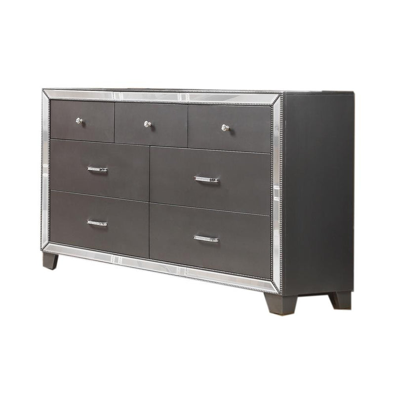 Best Master Furniture Beronica 64" Transitional Wood Dresser in Silver