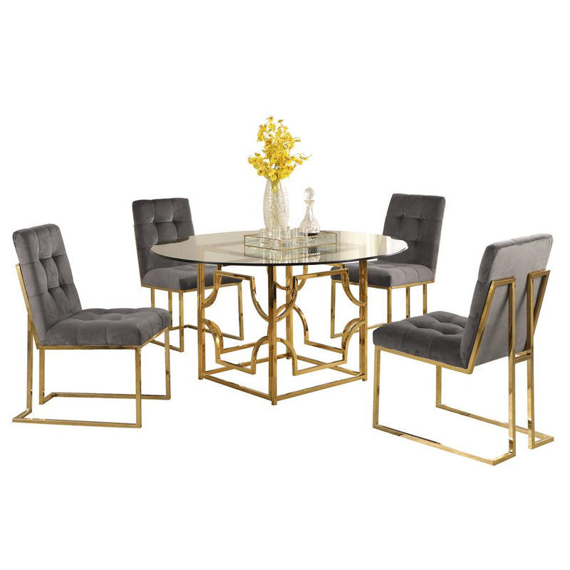 Kina 5-pieces Gray/Gold Plated 54" Dining Set