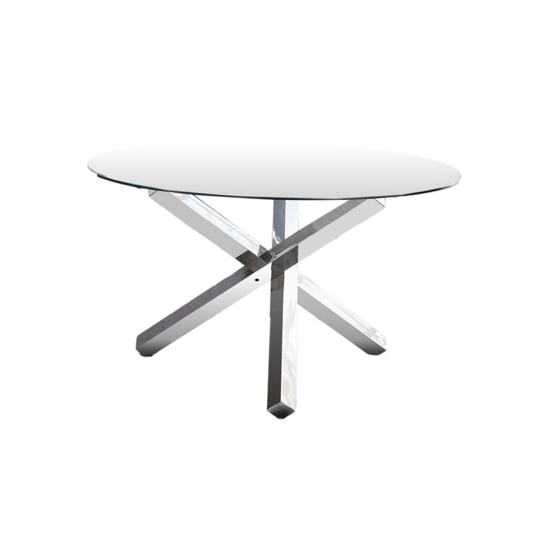 Best Master Furniture Tracy 54" Round Glass Dining Table in Silver