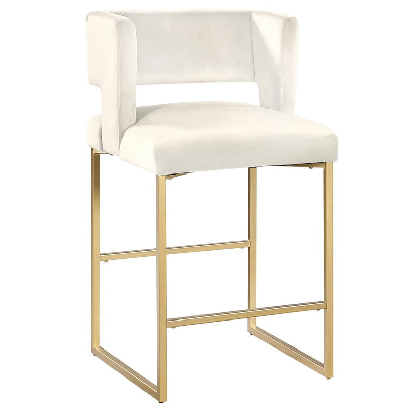 Lynx Cream Velvet Bar Stools in Gold (Set of 2)