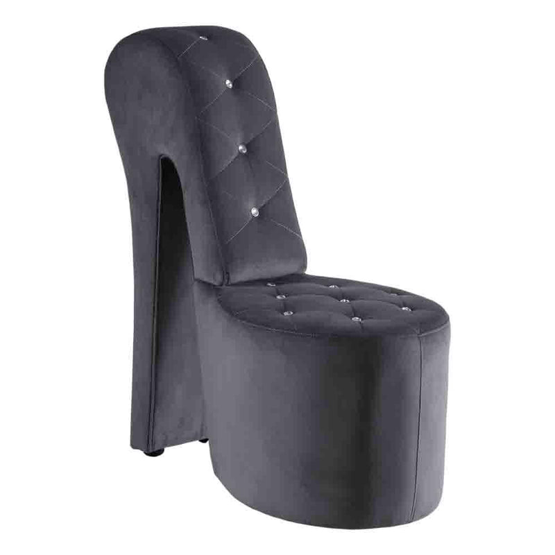 Best Master Furniture Tristram 19" Velvet High Heel Shoe Chair in Gray