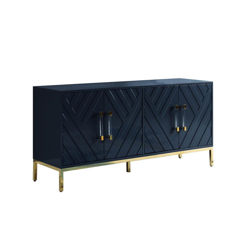 Best Master Furniture Junior 64" Transitional Wood Sideboard in Navy/Gold Plated