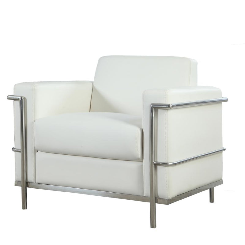 Best Master Furniture Sherry 36" Modern Faux Leather Accent Chair in White