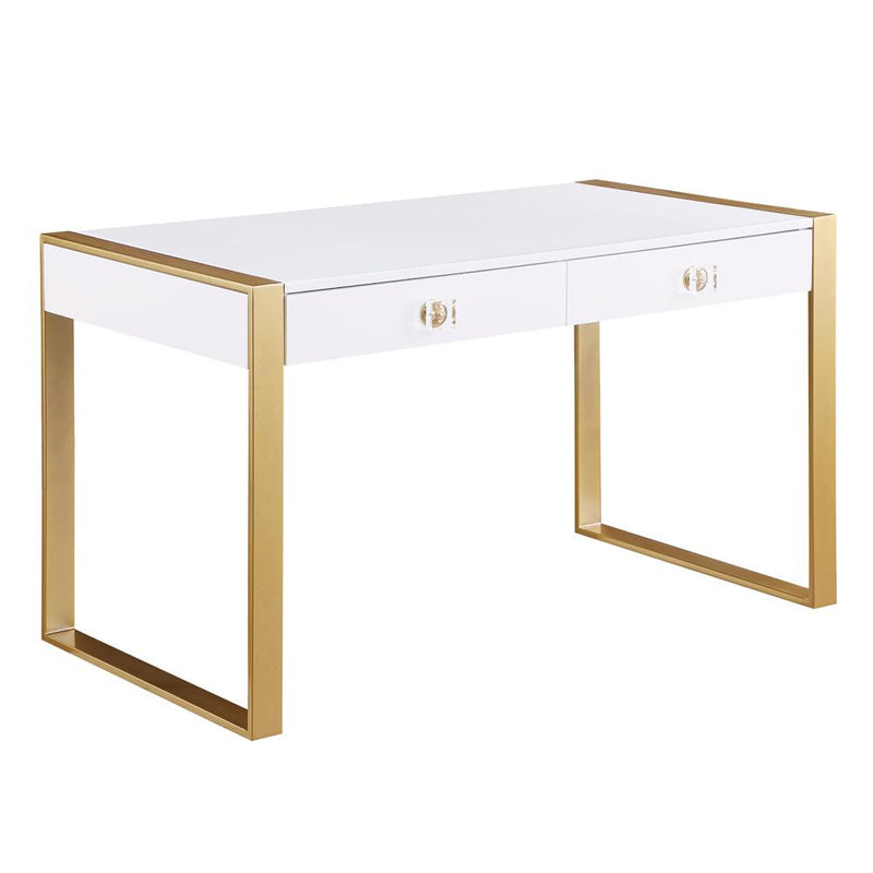 Erato White with Gold Legs Computer Desk