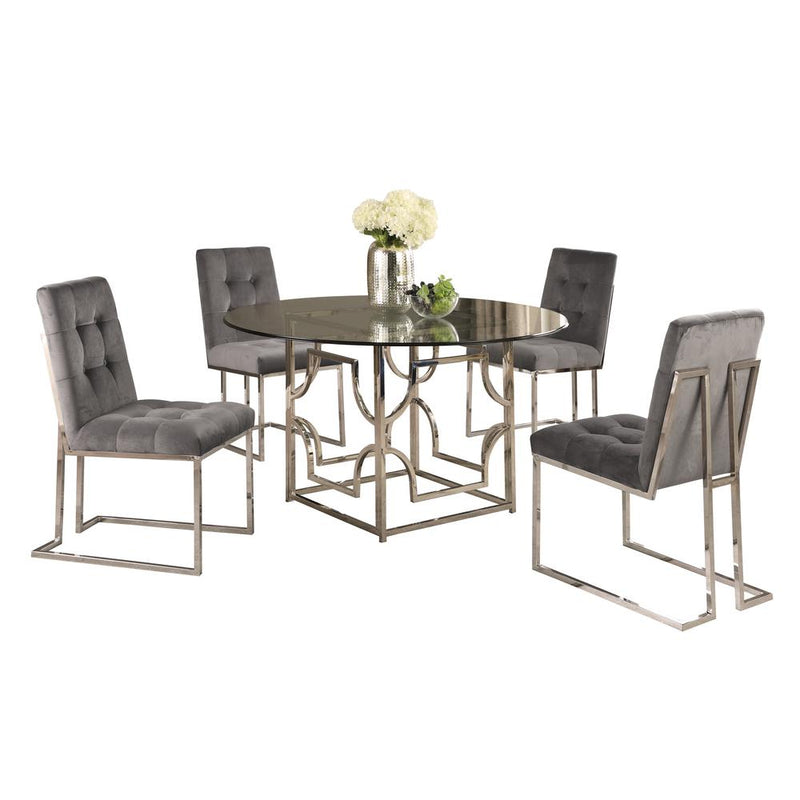 Kina 5-pieces Gray/Stainless Steel 60" Dining Set