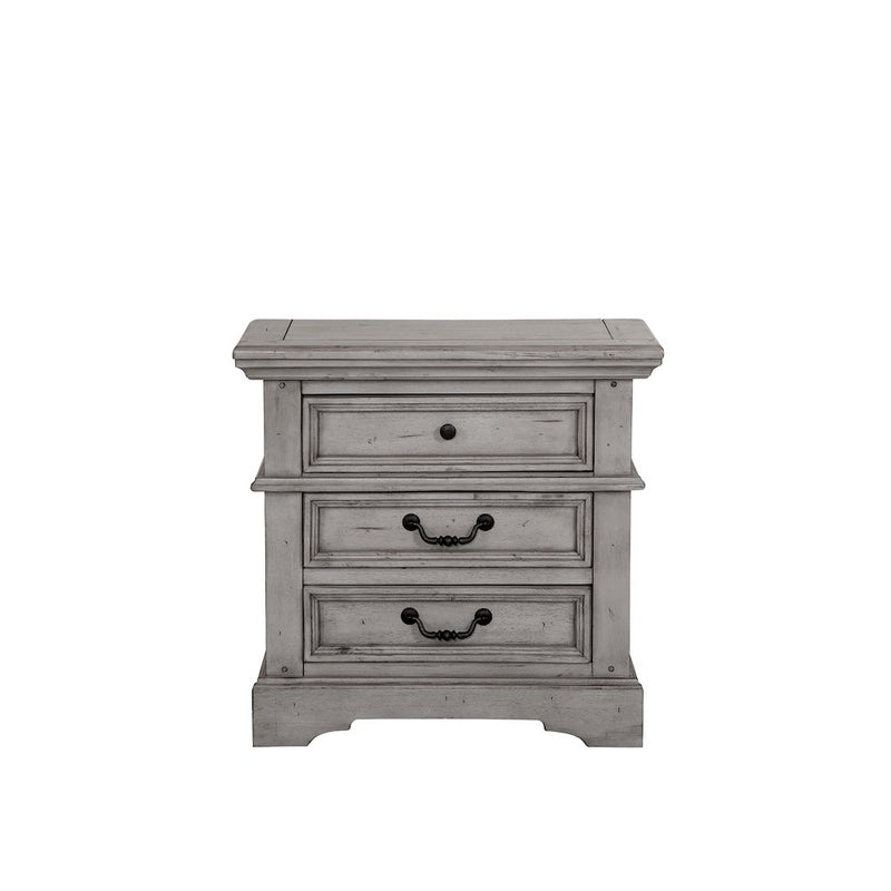 Stonebrook 3-Drawer Nightstand - Light Distressed Antique Gray