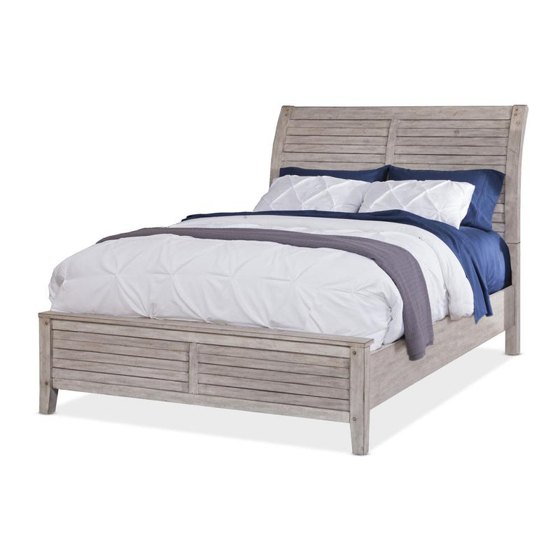 Aurora King Sleigh Bed - With Panel Footboard - Whitewash