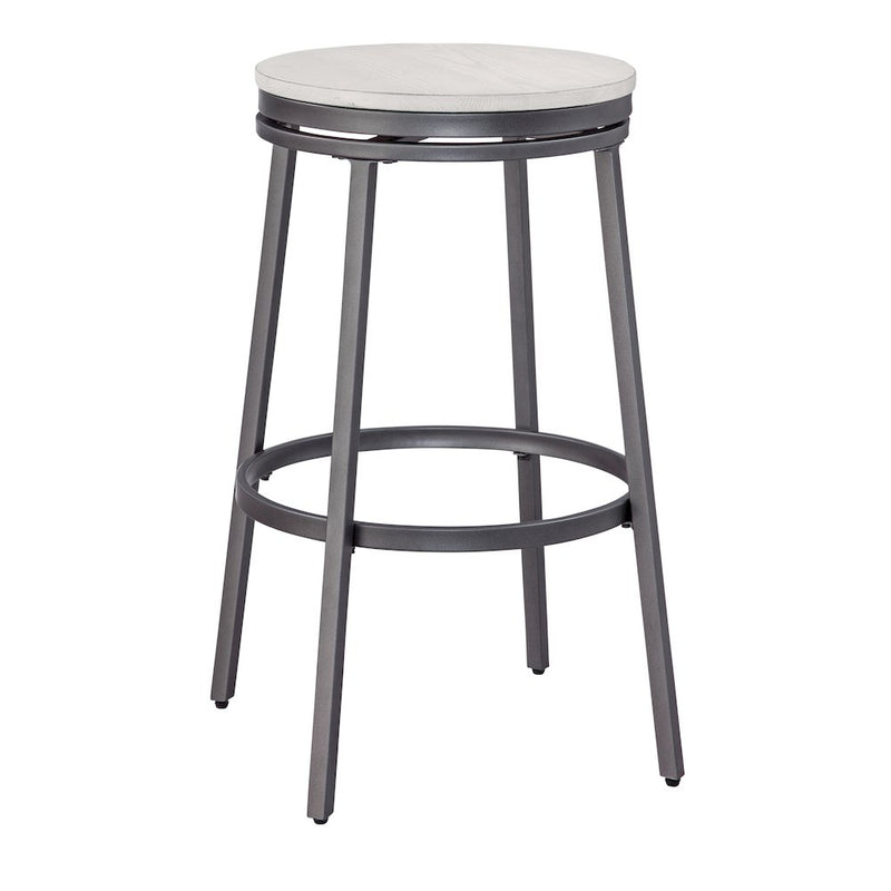 Stockton 30" Backless Metal Swivel Stool - Slate Grey - White Oak Seat