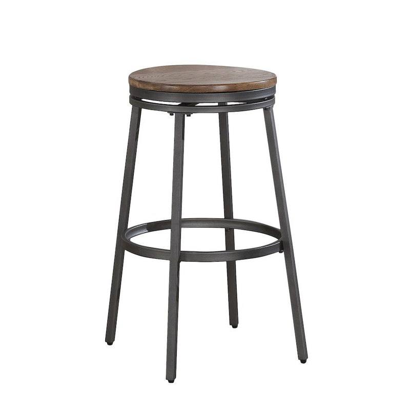 Stockton 30" Backless Metal Swivel Stool - Slate Grey - Golden Oak Seat