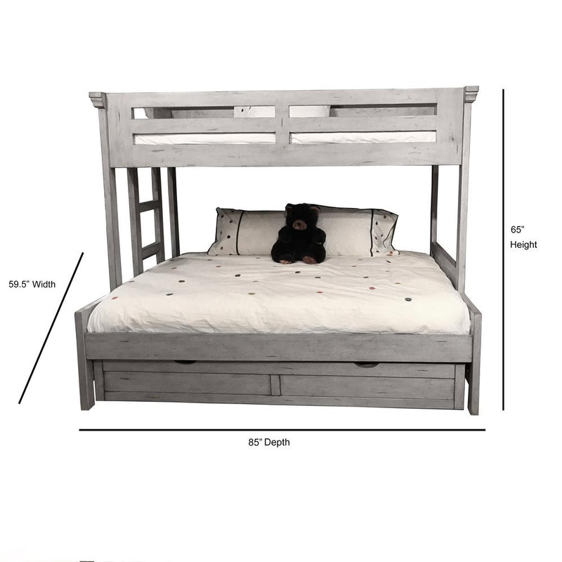 Stonebrook Twin Over Full 3/3 Over 4/6 Bunkbed - Light Distressed Antique Gray