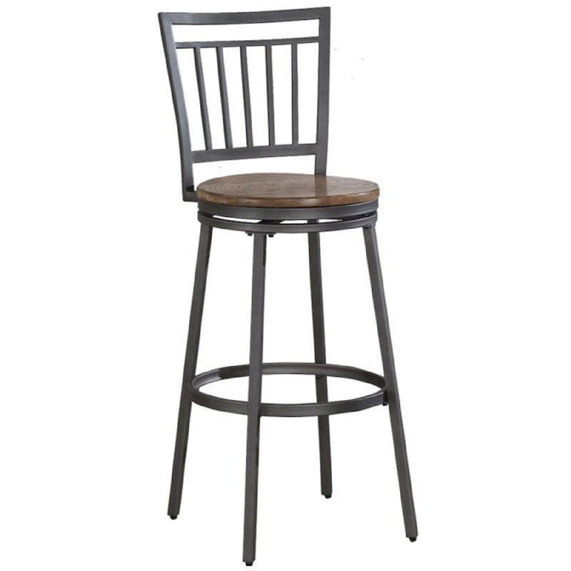 Stockton 25" Metal Swivel Stool - Slate Grey - Golden Oak Seat