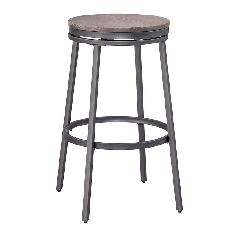 Stockton 30" Backless Metal Swivel Stool - Slate Grey - Grey Oak Seat